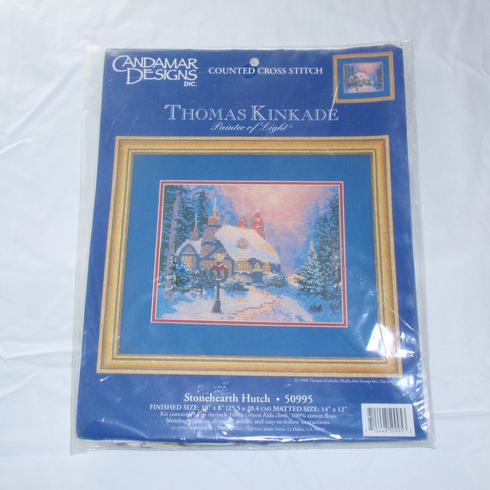 NIP Candamar Counted Cross Stitch Kinkade Stonehearth Hutch Kit Winter